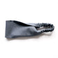 A steel gray flat linen headband with an elastic back, displayed on a clean white background.