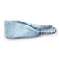 A light blue flat linen headband with an elastic back, displayed on a clean white background.