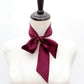 maroon mulberry silk satin skinny scarf tied around mannequin's neck