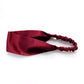 Maroon red silk satin headband on a white background