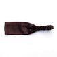 Brown silk satin headband on a white background