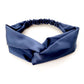 sapphire blue twisted mulberry silk satin headband 