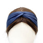 sapphire blue twisted mulberry silk satin headband 