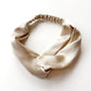 champagne beige twisted mulberry silk satin hair band 