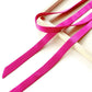 hot pink mulberry silk satin ribbon scarf on a light wooden surface