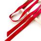 ultra skinny red mulberry silk satin scarf on a white background