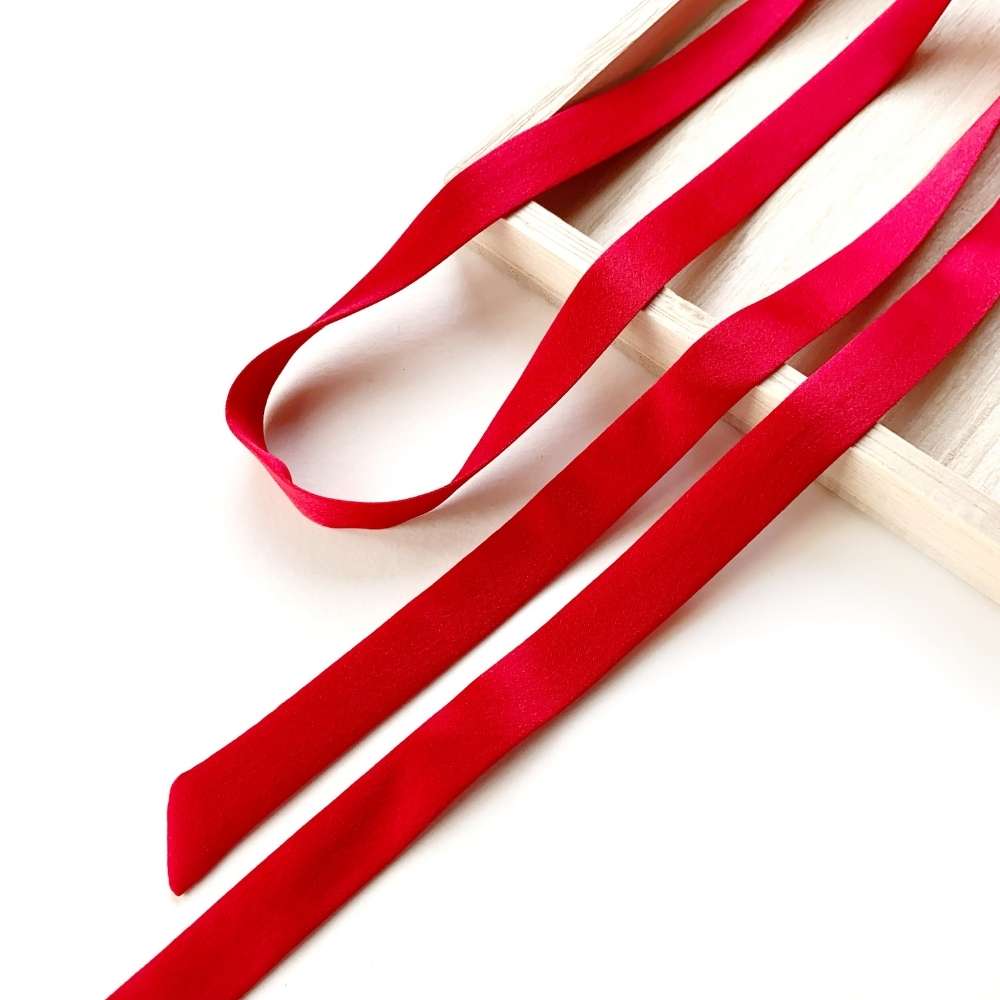 ultra skinny red mulberry silk satin scarf on a white background