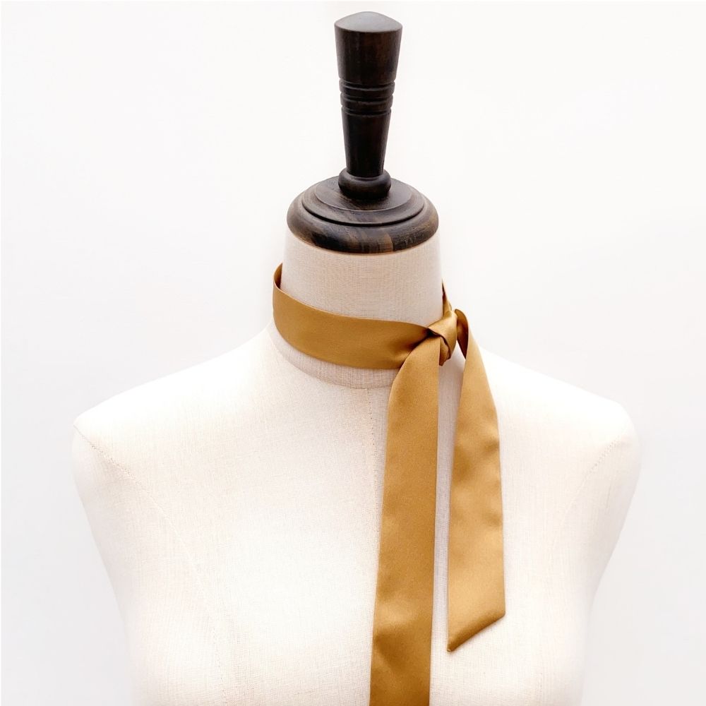 copper brown mulberry silk skinny scarf