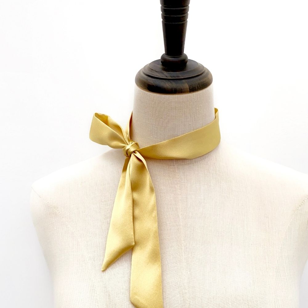 champagne gold mulberry silk skinny scarf