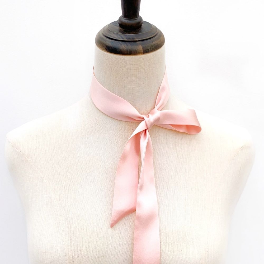 light pink mulberry silk skinny scarf