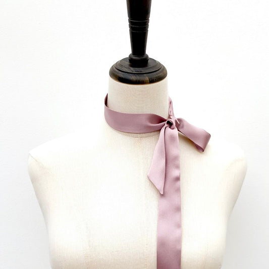 mauve mulberry silk skinny scarf