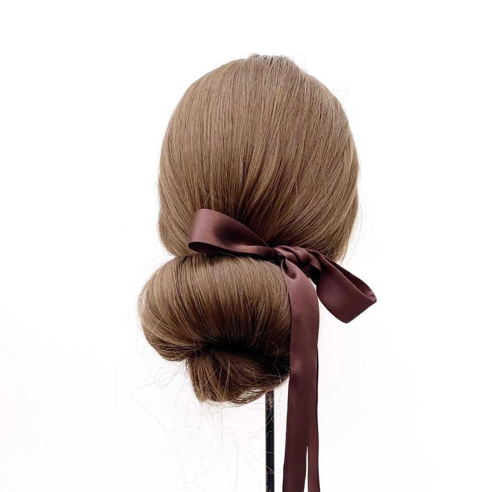 chocolate brown mulberry silk skinny scarf hair tie