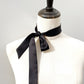black mulberry silk satin skinny scarf