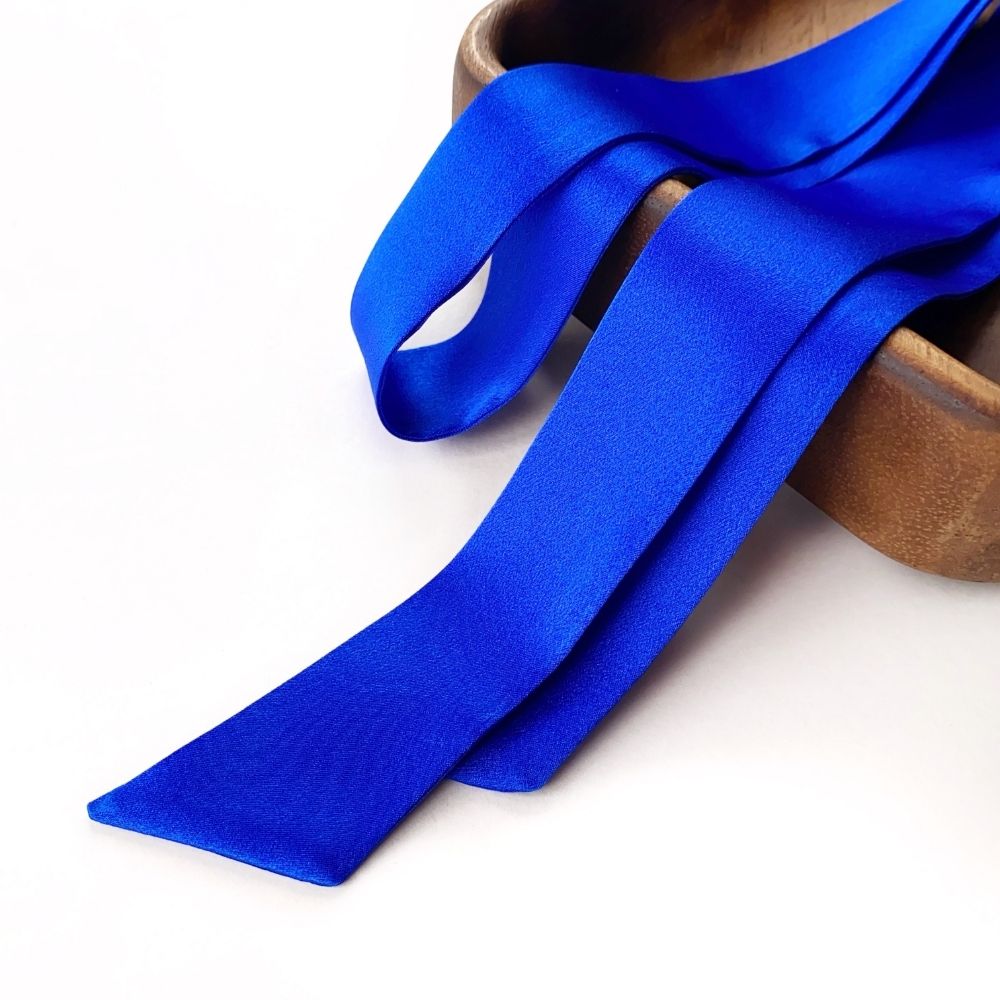 royal blue mulberry silk skinny scarf