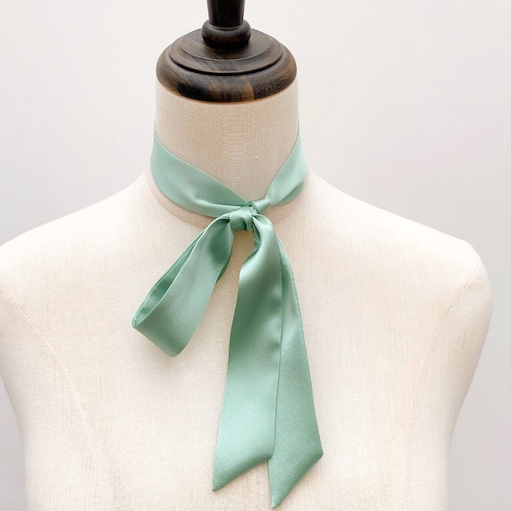 mint green mulberry silk skinny scarf