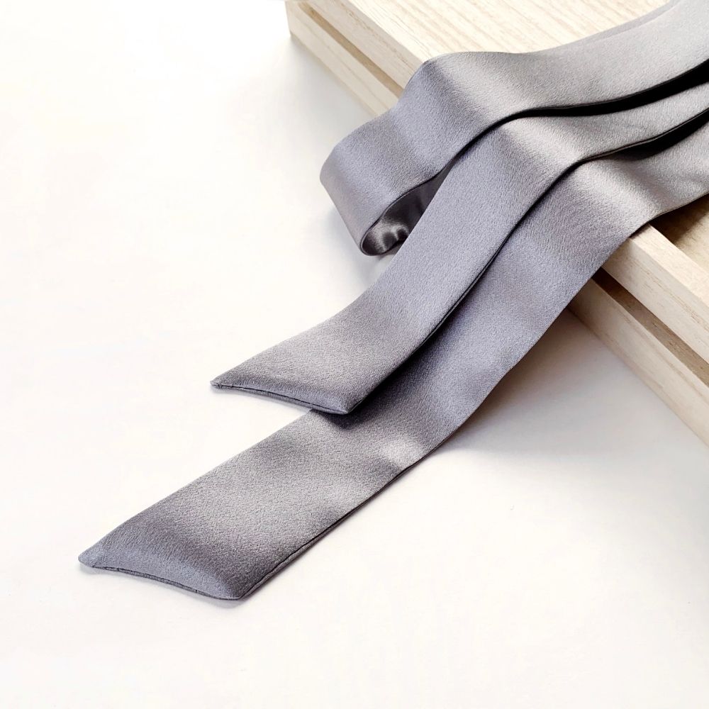 steel grey mulberry silk skinny scarf