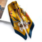 Mustard yellow floral print silk scarf