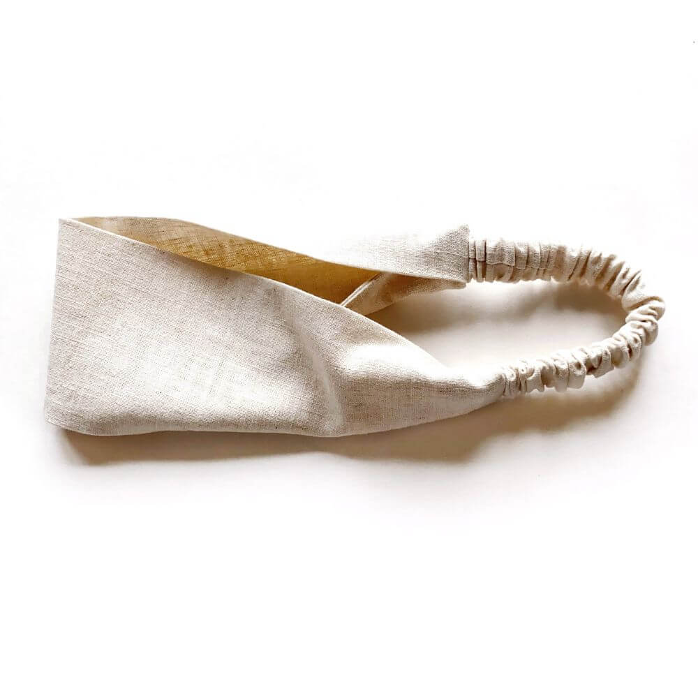natural linen headband on a white background