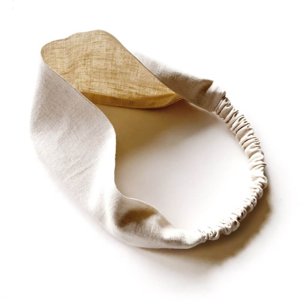 natural linen headband on a white background