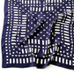 Navy blue silk scarf with white geometric pattern