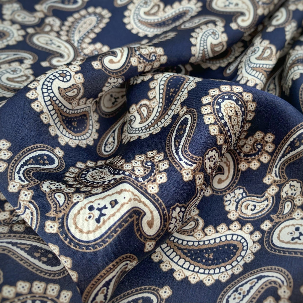 Paisley print silk scarf - Navy