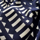 Navy blue geometric pattern silk scarf