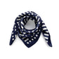 Navy blue geometric pattern silk scarf