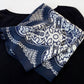 Navy kaleidoscope print silk scarf