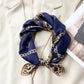 Monogram leopard print silk scarf - Navy