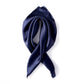Navy blue mulberry silk scarf on a white background