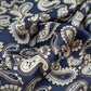 Navy Paisley Silk Scarf 53x53