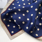 Navy polka dots silk scarf