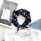 Navy polka dots silk scarf