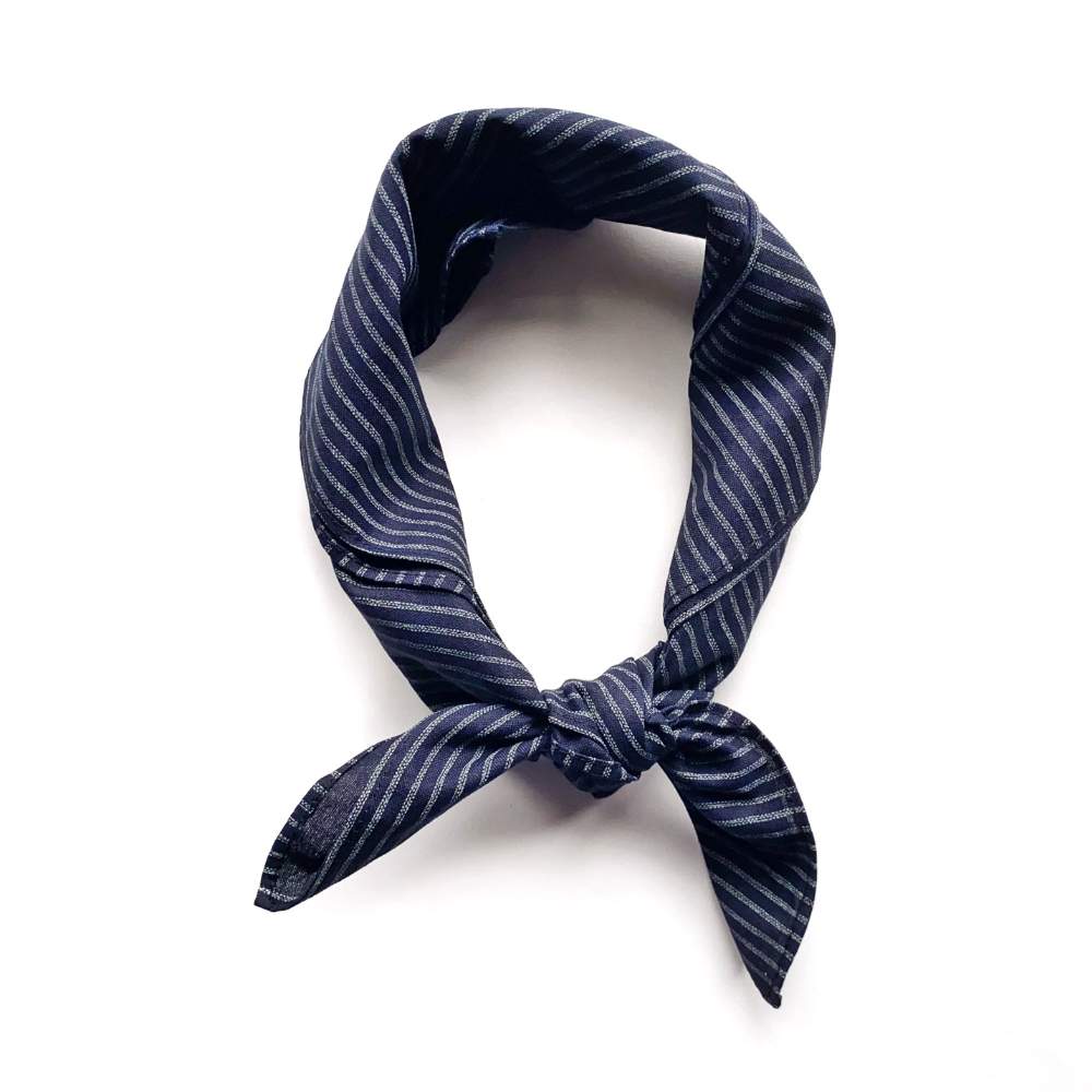 Navy striped bandana on a white background