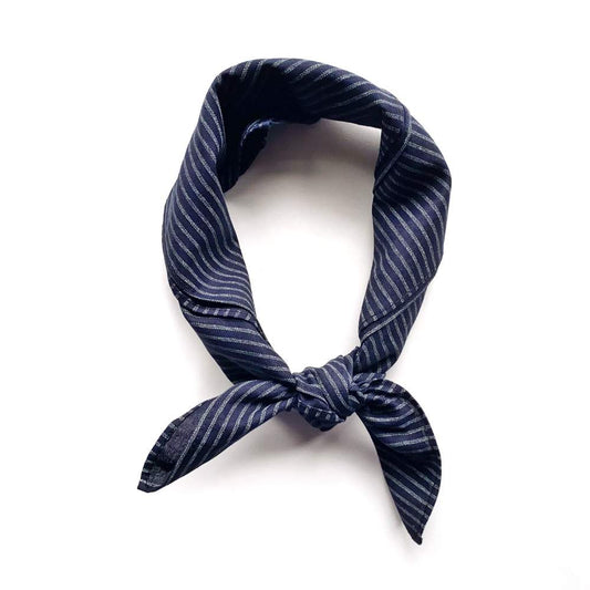 Navy striped bandana on a white background