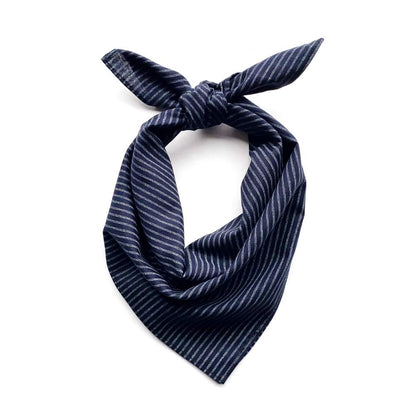 Navy striped japanese cotton bandana on a white background
