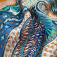 Orange blue silk scarf