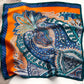 Orange blue silk scarf