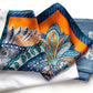 Orange blue silk scarf