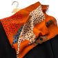 Leopard print silk scarf - Bold Orange