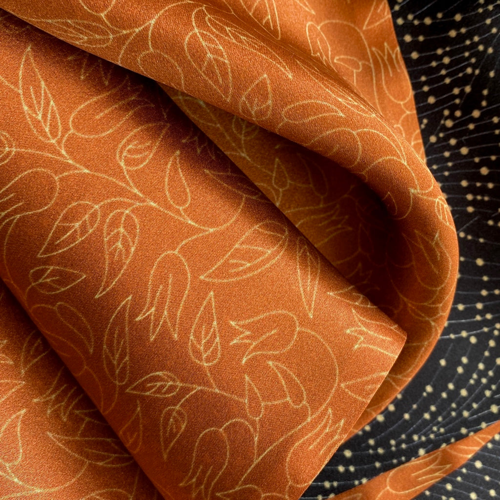 Reversible silk scarf - Orange & Dark Navy