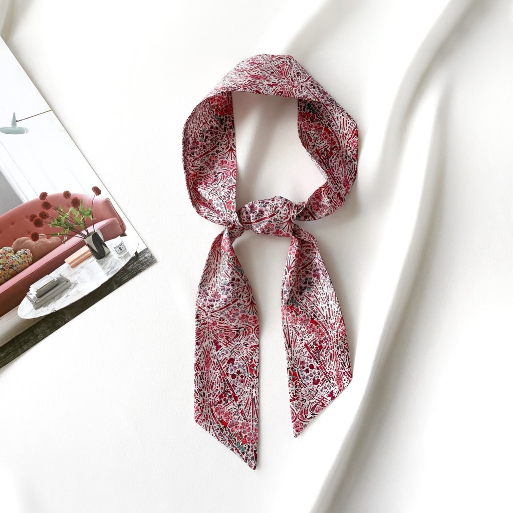 Liberty cotton skinny scarf - Pink Lanthe Blossom