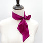 purple red mulberry silk satin skinny scarf tied around mannequin's neck