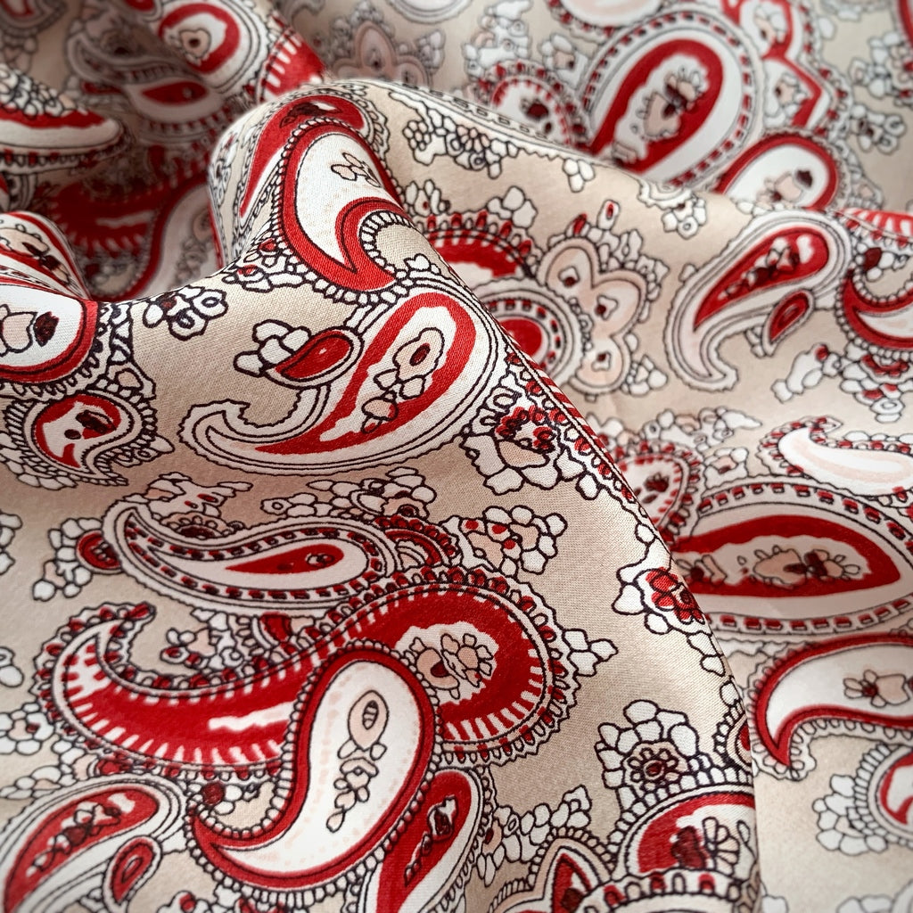 Paisley print silk scarf - Red