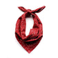 Red japanese cotton bandana with beige dragonfly patterns on a white background