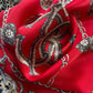 Red Silk Scarf - Chain Leopard Print 53x53