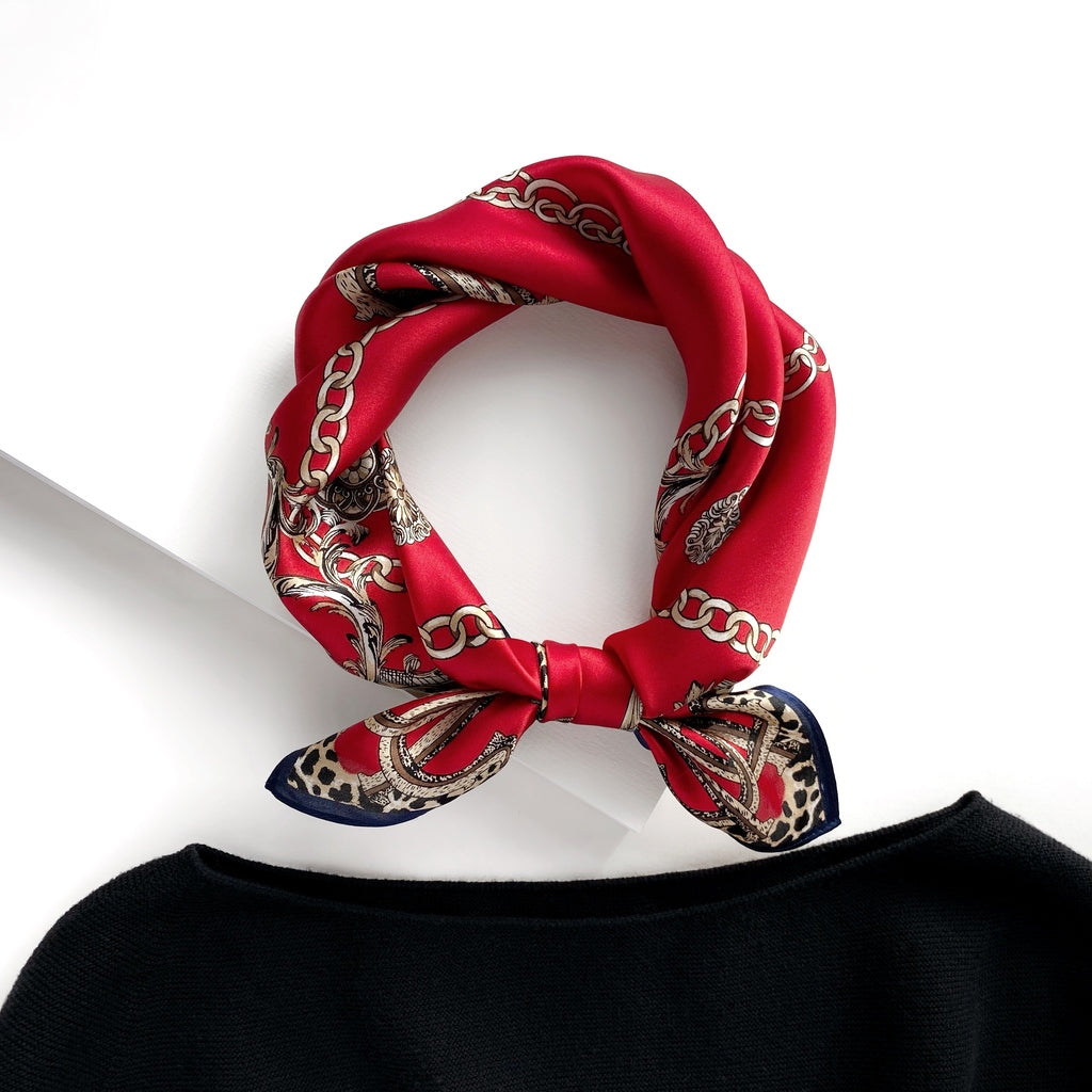 Monogram leopard print silk scarf - Red