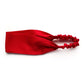 Handmade red mulberry silk headband by River Minami.