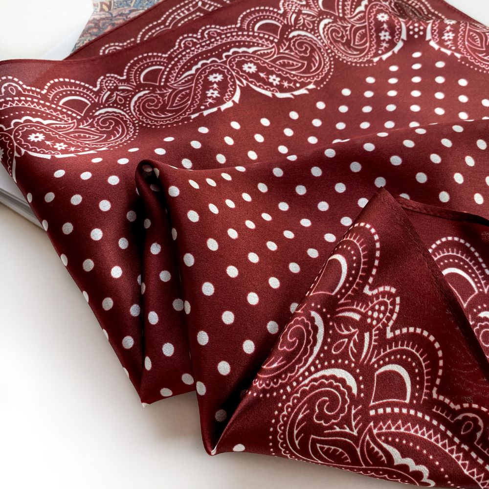 Maroon Red Silk Scarf - 53x53