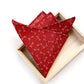 Red dragonfly Japanese cotton pocket square in a wooden box on a white background